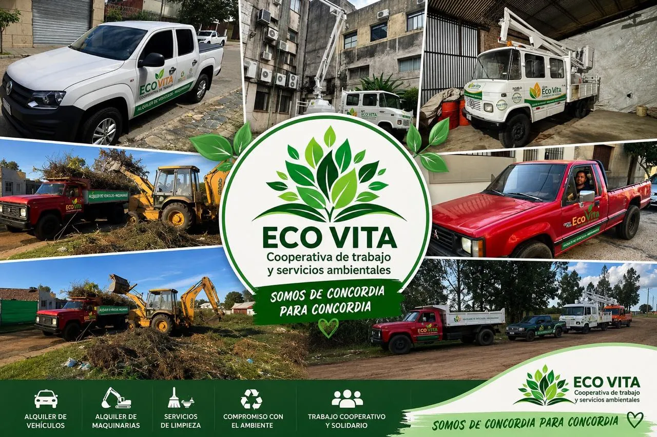 Flota de vehículos y maquinarias de ECO VITA trabajando en Concordia